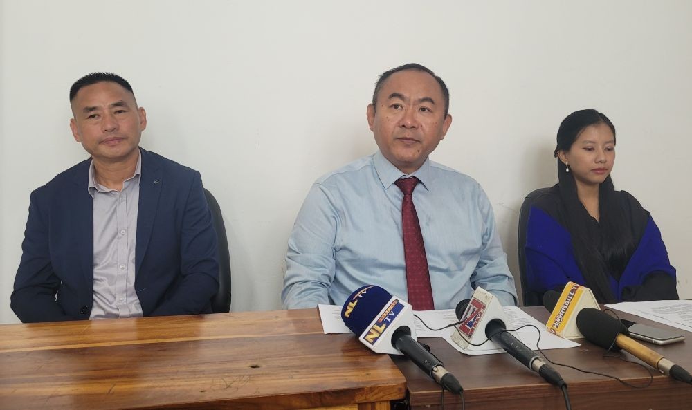 Kethosituo Sekhose (Middle) with other officials during press conference in Kohima on September 26. (Morung Photo)